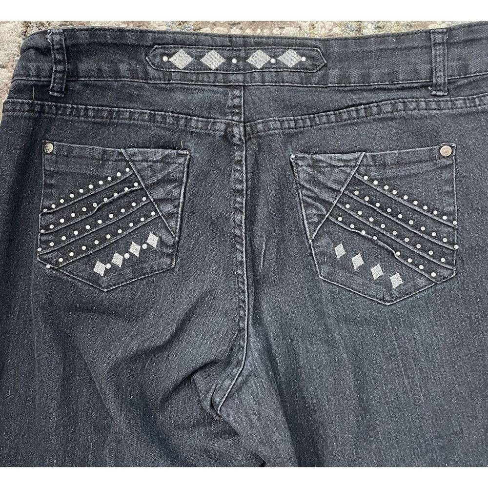 GIVE ME FIVE Women's Blue Denim Jeans Size 16 Embroidered Rhinestone Pockets - Picture 3 of 6